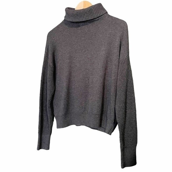 Rachel Zoe Sweater Cozy Quarter Zip Pullover Charcoal Gray Women’s Size Small - Picture 7 of 10